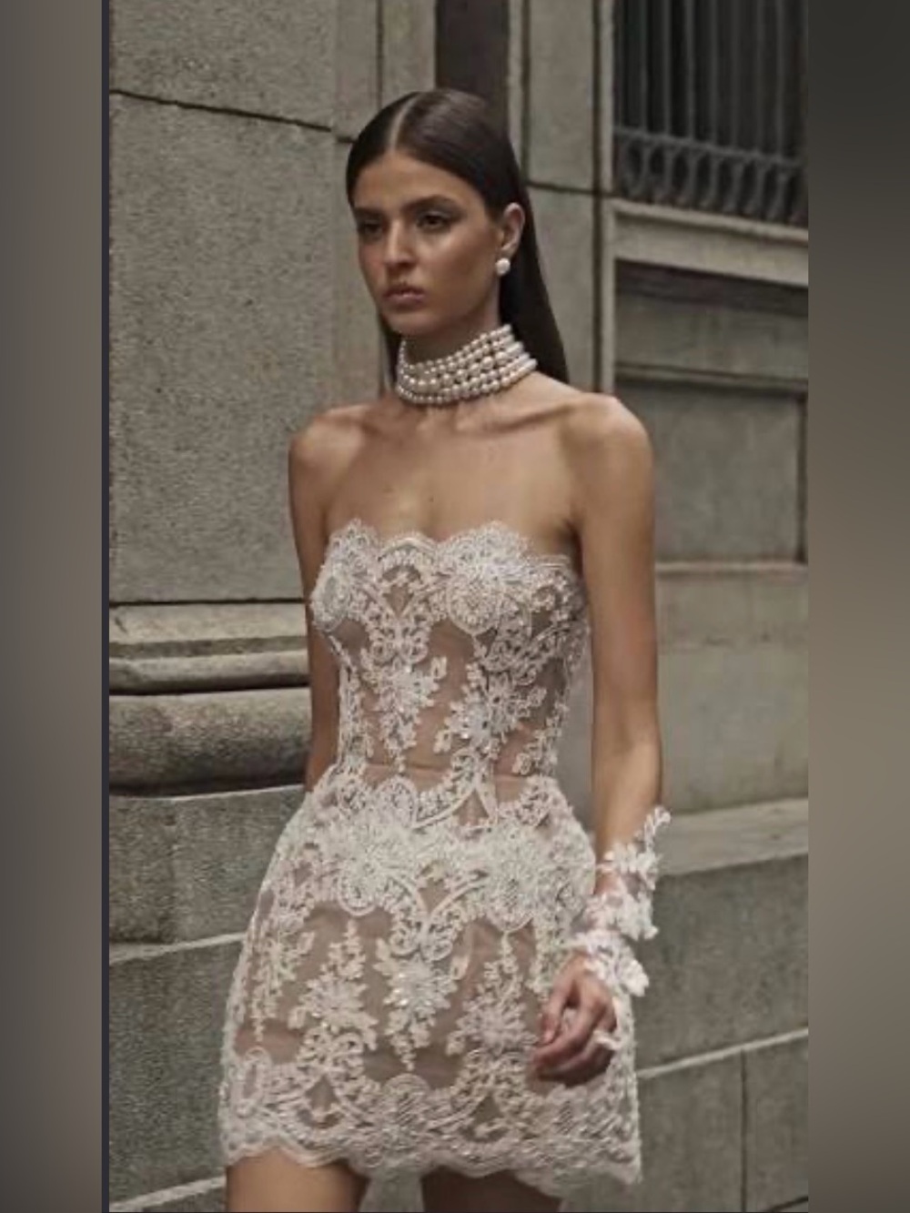 Bronx and Banco Paris Maraya blanc lace mini dress